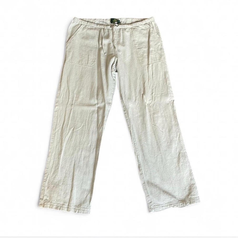 Palm Cotton Drawstring Low Rise Pants Oatmeal Size Large
